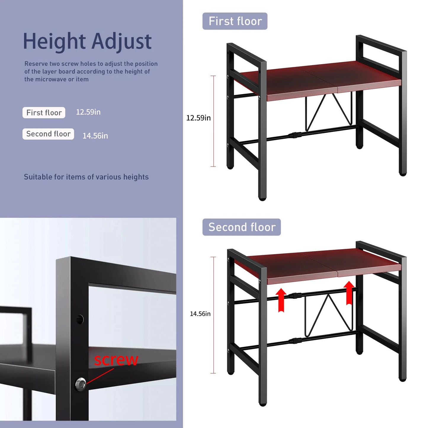 🍽️ Estante Extensible para Microondas (42–64 cm) | Hogartek