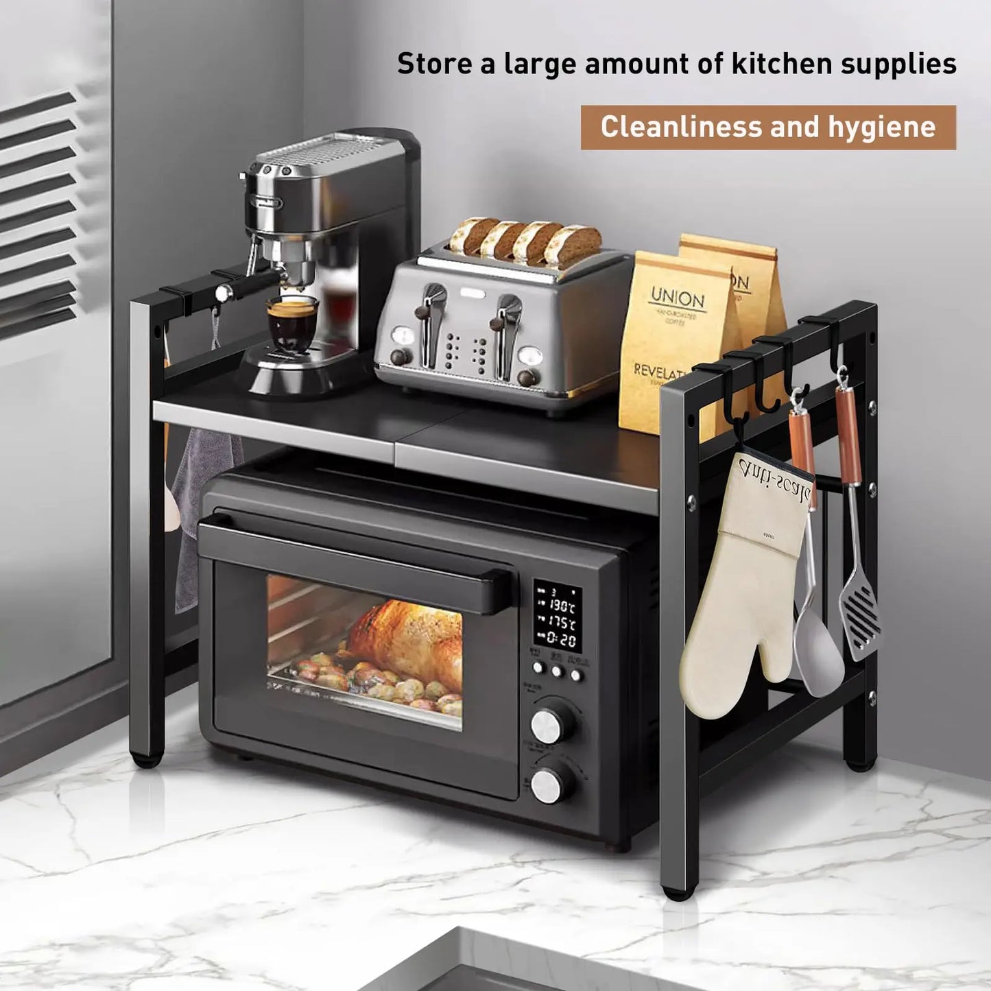 🍽️ Estante Extensible para Microondas (42–64 cm) | Hogartek