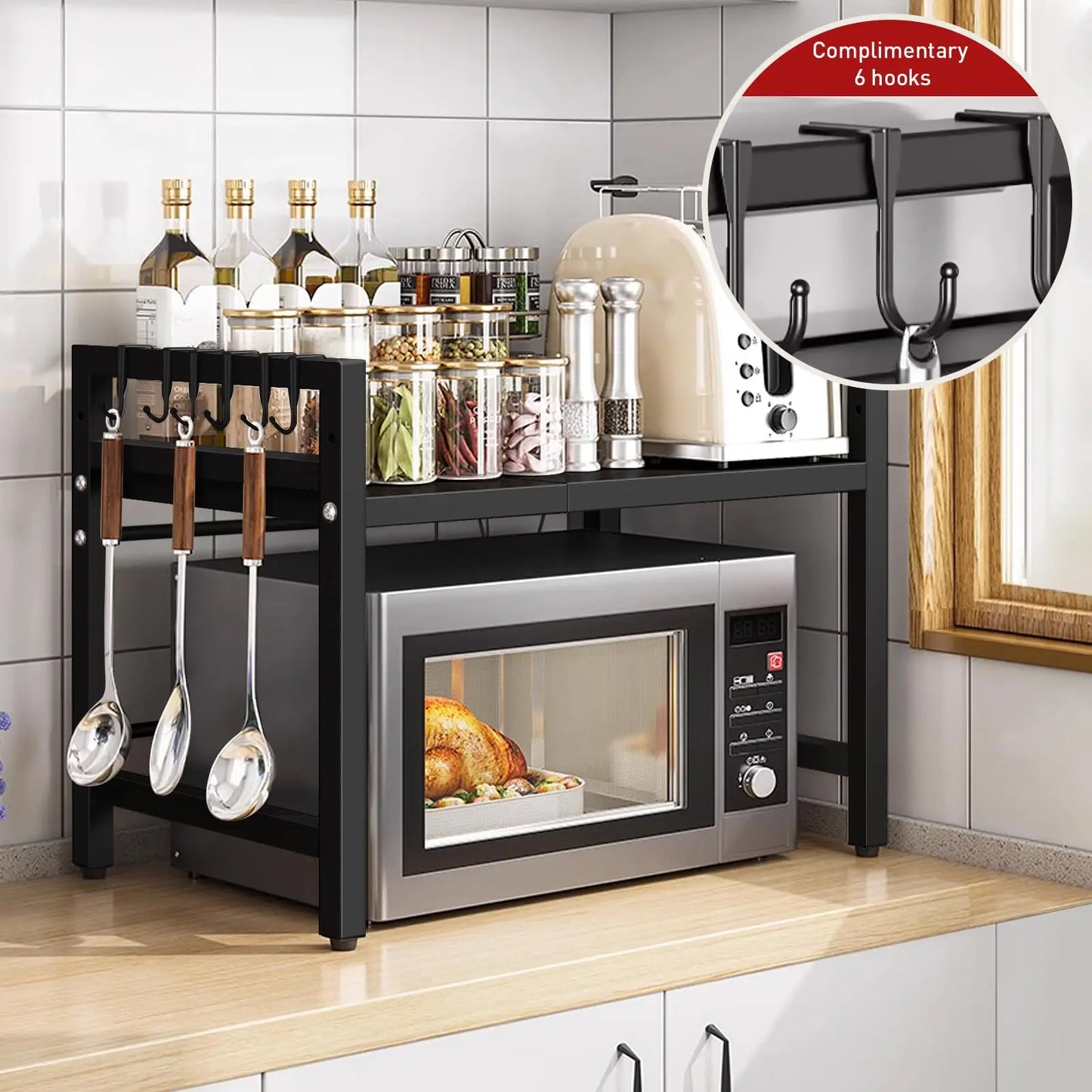 🍽️ Estante Extensible para Microondas (42–64 cm) | Hogartek
