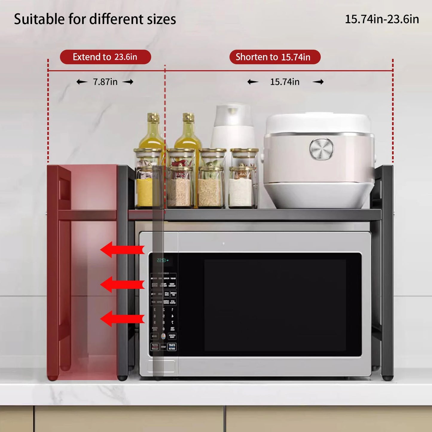 🍽️ Estante Extensible para Microondas (42–64 cm) | Hogartek